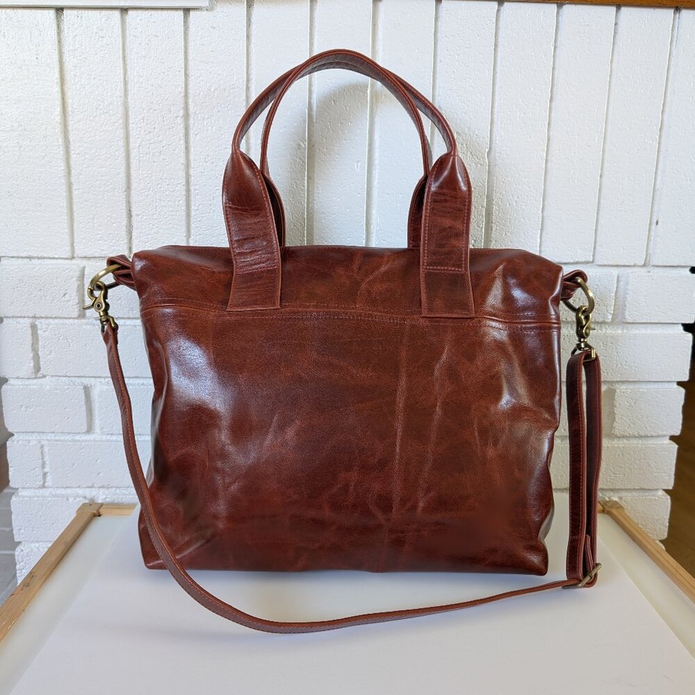 Satchel Savannah Office Madray Walnut Leather Travel Crossbody Handbag NWOT